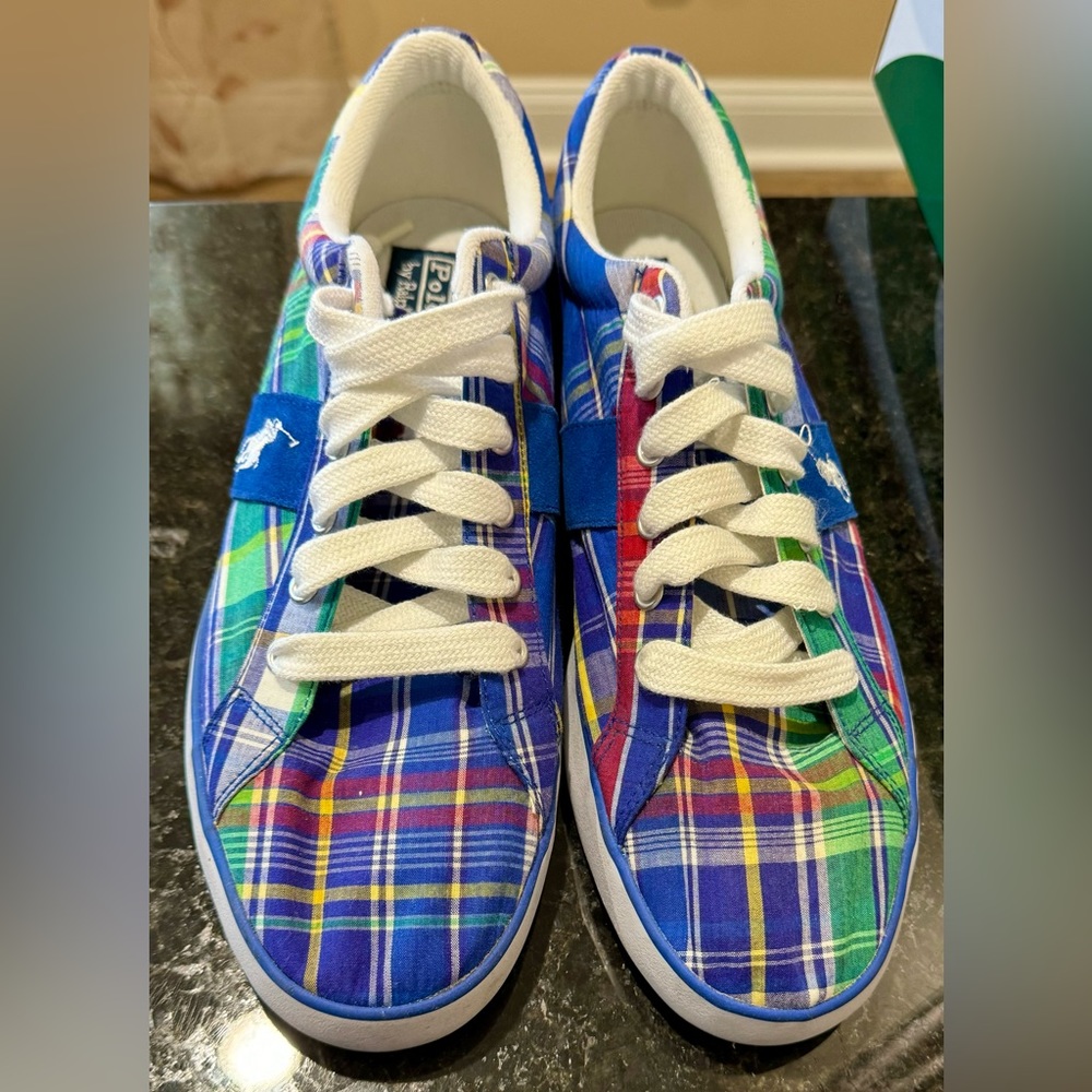 Ralph Lauren Polo Plaid Canvas Sneakers Men’s Size 11D.